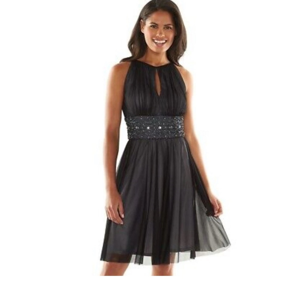 La Nouvelle Renaissance Beaded Fit & Flare Halter Dress Size 14 Party Prom